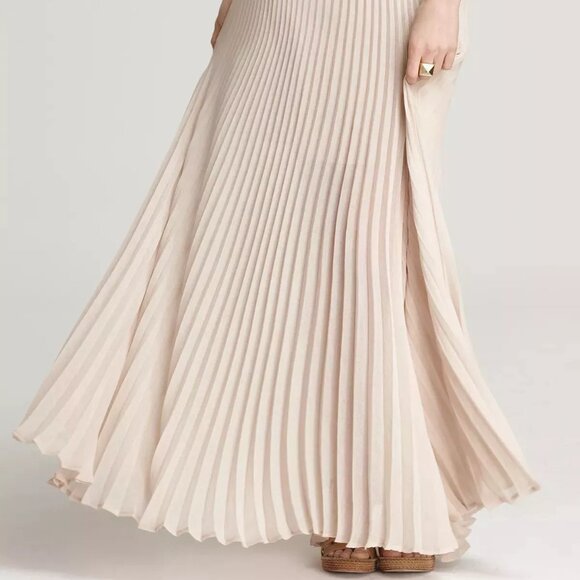 BCBGMaxAzria Estel Maxi Pleated Maxi Skirt Bare Pink XXS - Picture 2 of 9